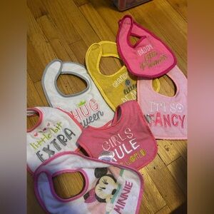 Multi-coloured bib bundle for baby girls